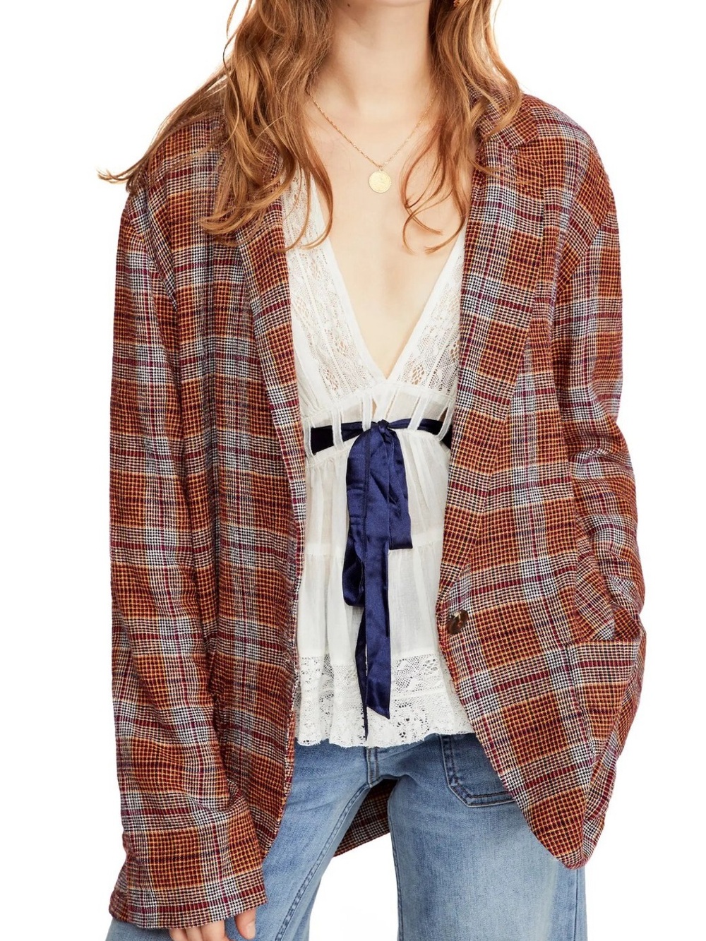 Free People Simply Plaid Blazer